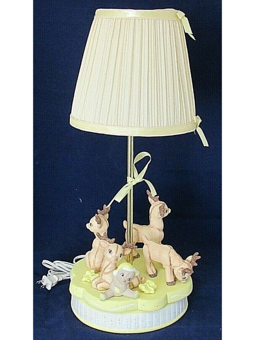 Vintage Kimple Reindeer Lamp Baby Polka Dot Yellow Teddy Bear - Picture 2 of 9